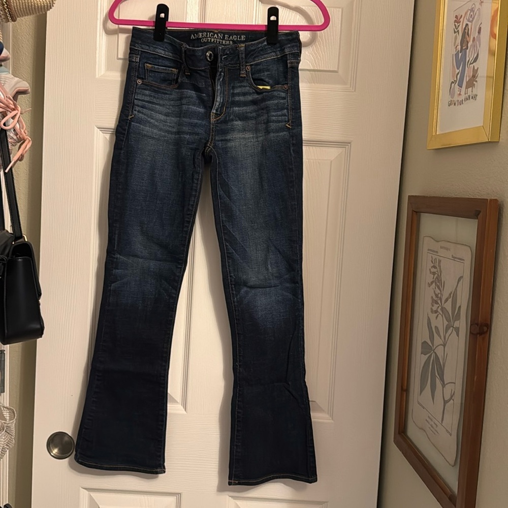 Blue denim flared jeans